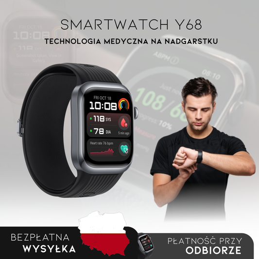 Smartwatch Y68 | Zegarek Inteligentny do Mierzenia Cukru we Krwi